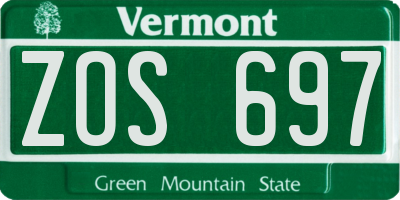 VT license plate ZOS697