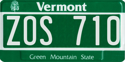 VT license plate ZOS710