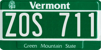 VT license plate ZOS711