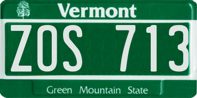 VT license plate ZOS713