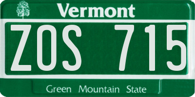 VT license plate ZOS715