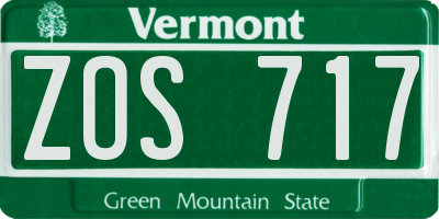 VT license plate ZOS717