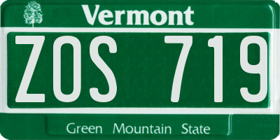 VT license plate ZOS719