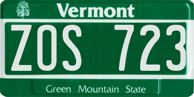 VT license plate ZOS723