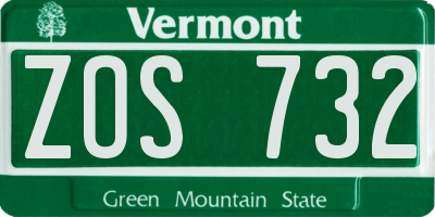 VT license plate ZOS732