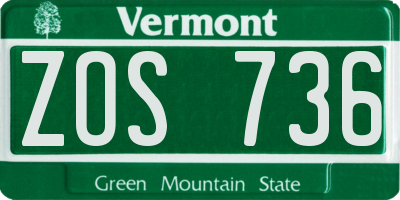 VT license plate ZOS736