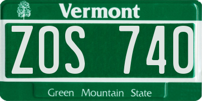 VT license plate ZOS740