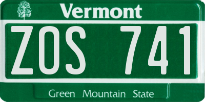 VT license plate ZOS741
