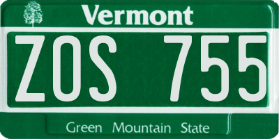 VT license plate ZOS755