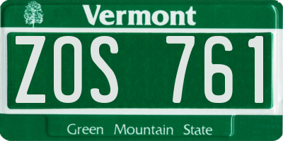VT license plate ZOS761