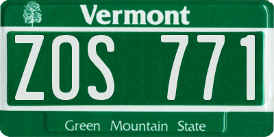 VT license plate ZOS771