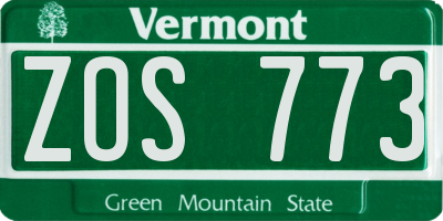 VT license plate ZOS773