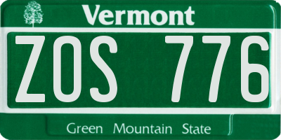 VT license plate ZOS776