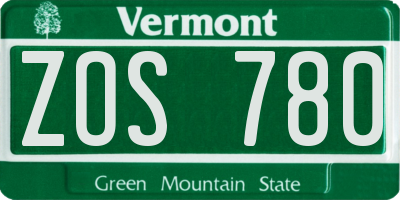 VT license plate ZOS780