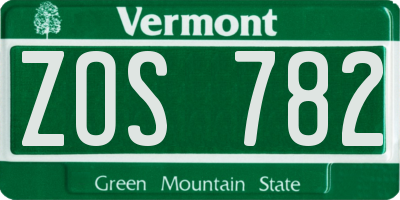 VT license plate ZOS782