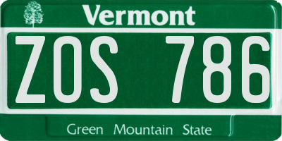 VT license plate ZOS786