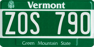 VT license plate ZOS790