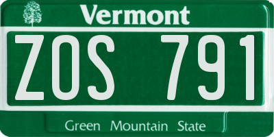 VT license plate ZOS791