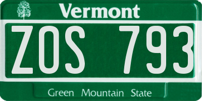 VT license plate ZOS793