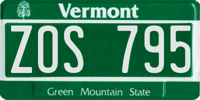 VT license plate ZOS795
