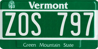 VT license plate ZOS797