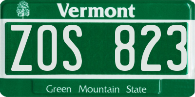 VT license plate ZOS823