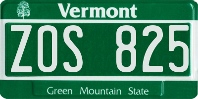 VT license plate ZOS825