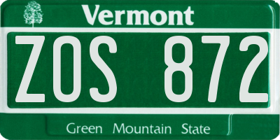 VT license plate ZOS872