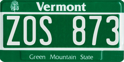 VT license plate ZOS873