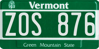 VT license plate ZOS876