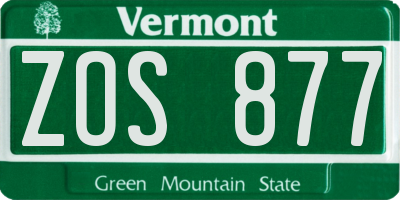 VT license plate ZOS877