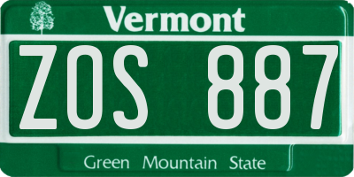 VT license plate ZOS887