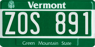 VT license plate ZOS891