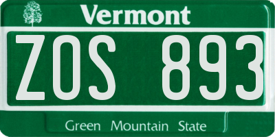 VT license plate ZOS893