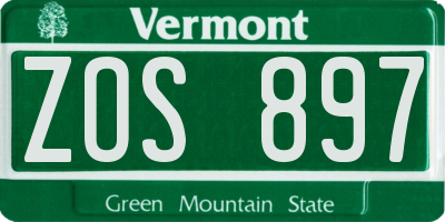 VT license plate ZOS897