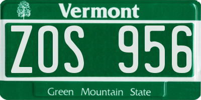 VT license plate ZOS956