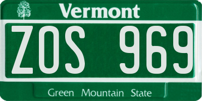 VT license plate ZOS969