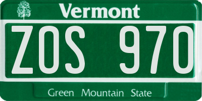 VT license plate ZOS970