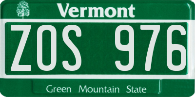 VT license plate ZOS976