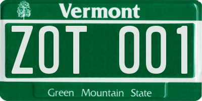 VT license plate ZOT001