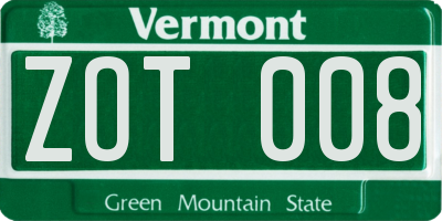 VT license plate ZOT008
