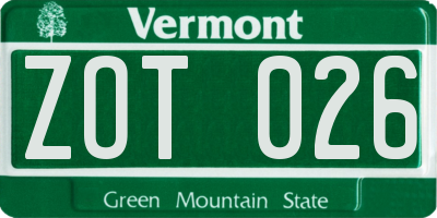 VT license plate ZOT026
