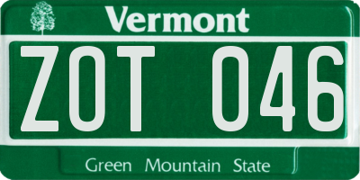 VT license plate ZOT046