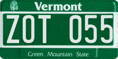 VT license plate ZOT055