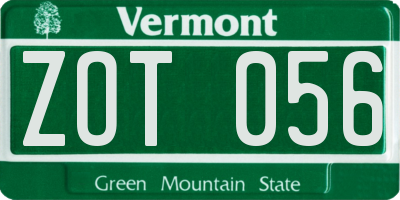 VT license plate ZOT056