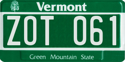 VT license plate ZOT061