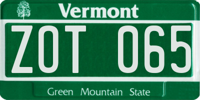 VT license plate ZOT065