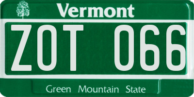 VT license plate ZOT066