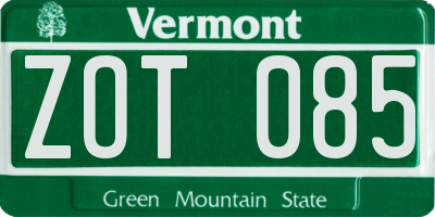 VT license plate ZOT085