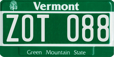 VT license plate ZOT088